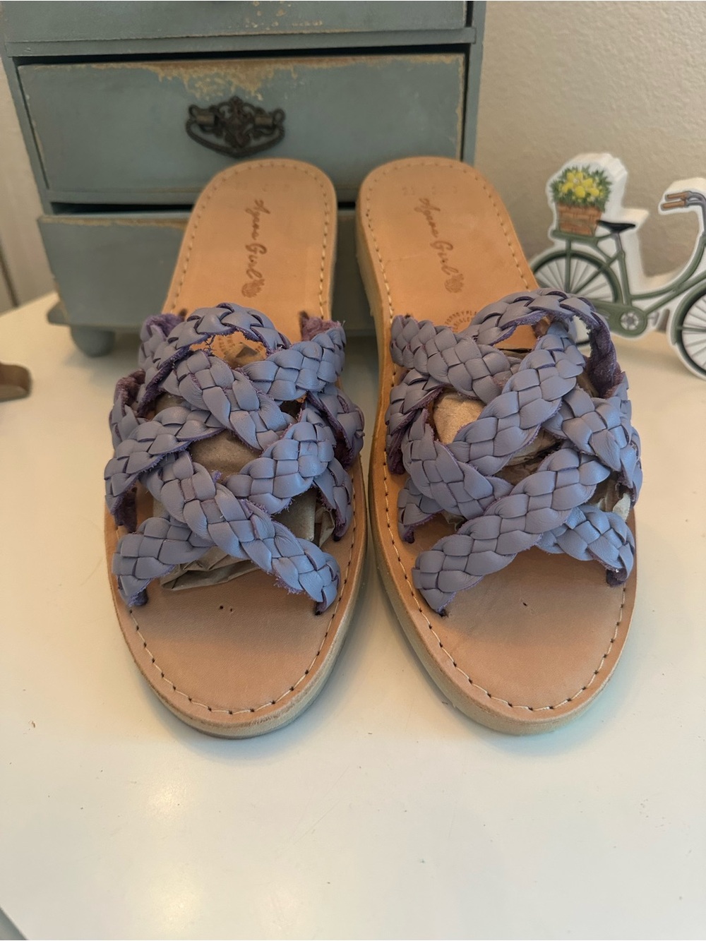Braided Slide Sandals - Lavender